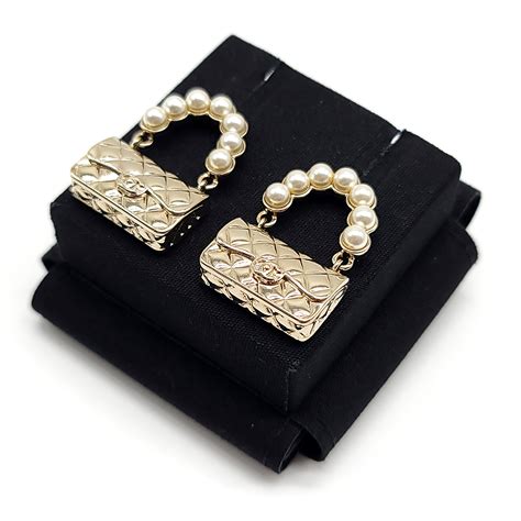 chanel metal and glass pearl earrings|pre owned Chanel earrings.